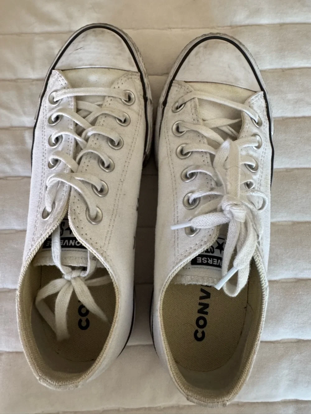 Classic White Low-Top Canvas Sneakers - Picture 3 of 5
